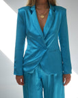 Turquoise silk blazer