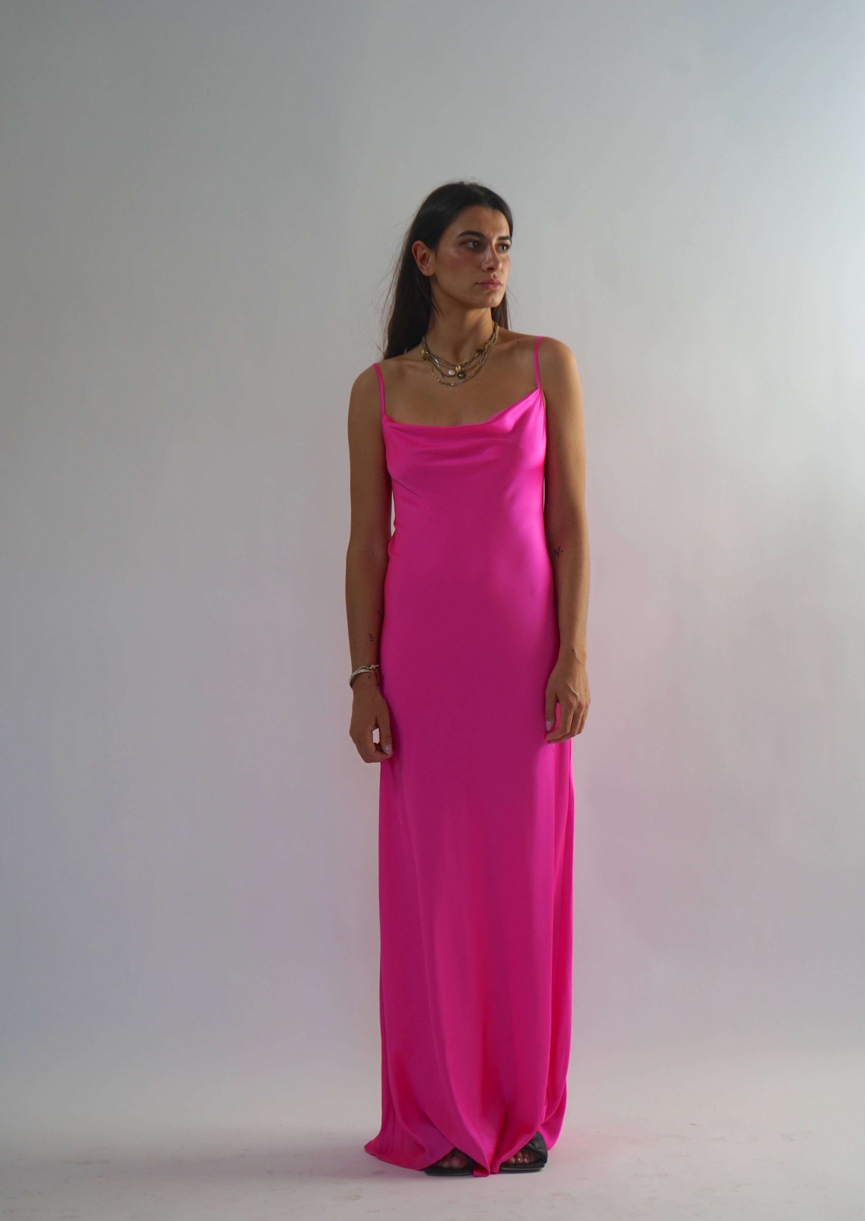 Pink Slip Silk Maxi Dress